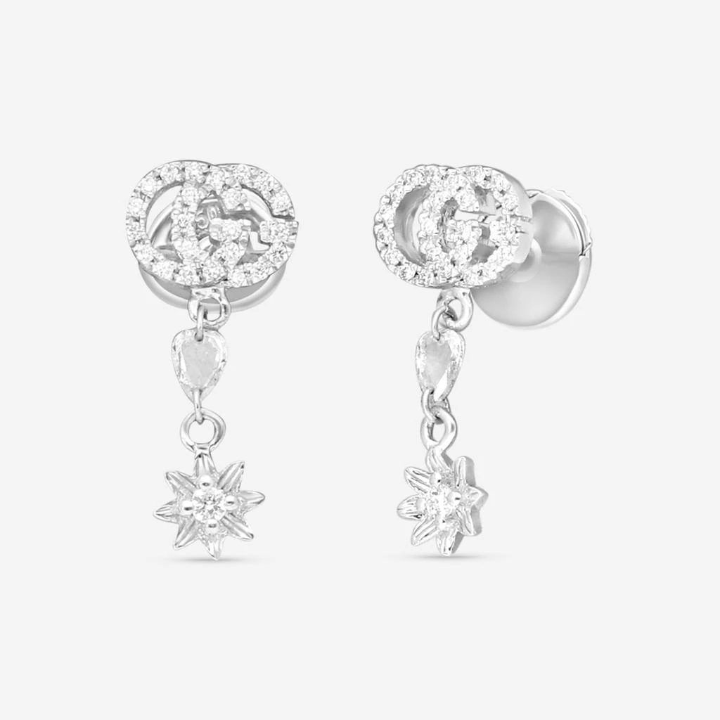 Gucci Gucci Flora 18K White Gold Diamond Drop Earrings YBD58183000100U-copy 2