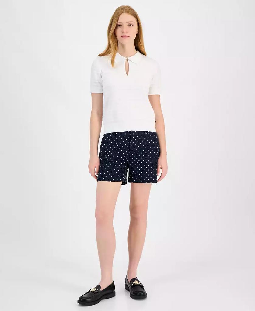 Tommy Hilfiger Women
s Cotton Scalloped-Stripe Keyhole Polo