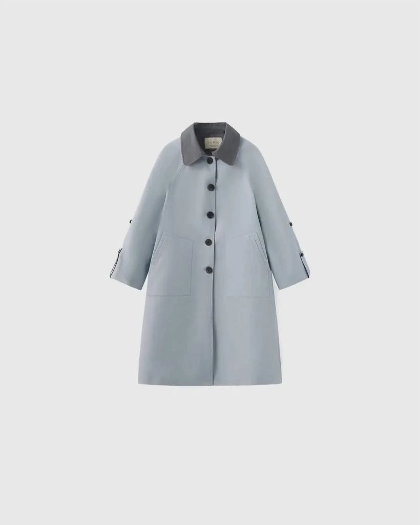 Cubic Cubic - Color-blocked Collar Long Trench Coat 2