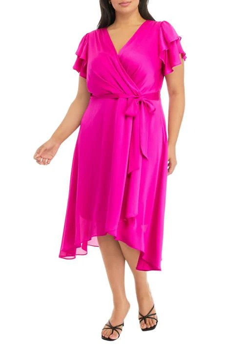 DKNY Womens Flutter Sleeve Surplice Dress 1
