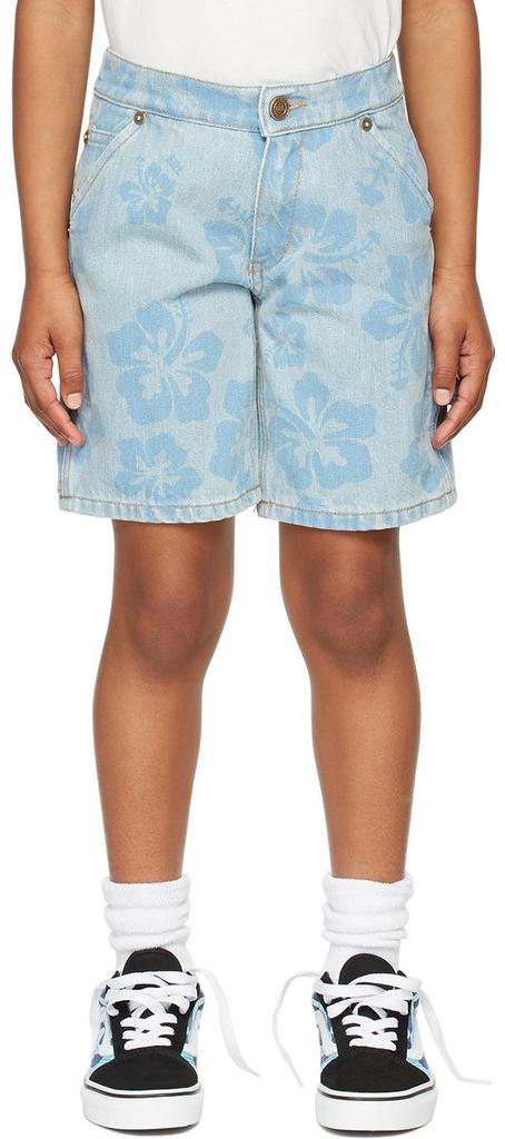 ERL Kids Blue Denim Hibiscus Shorts