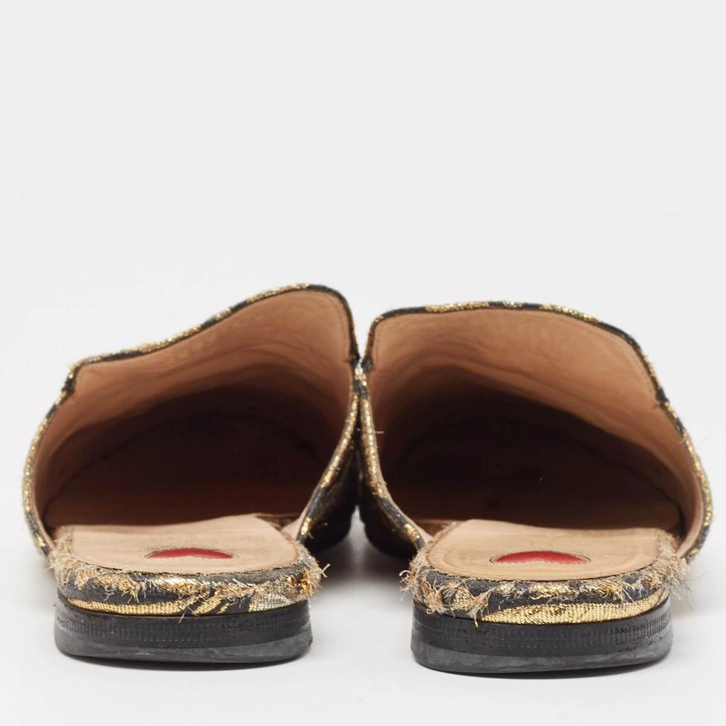 Gucci Gucci Metallic Brocade Fabric Princetown Flat Mules Size 37 5
