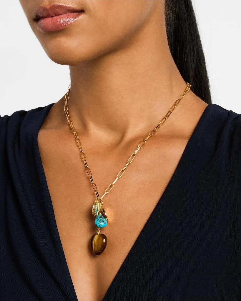 NEST Jewelry Tiger's Eye and Turquoise Heart Charm Necklace 2