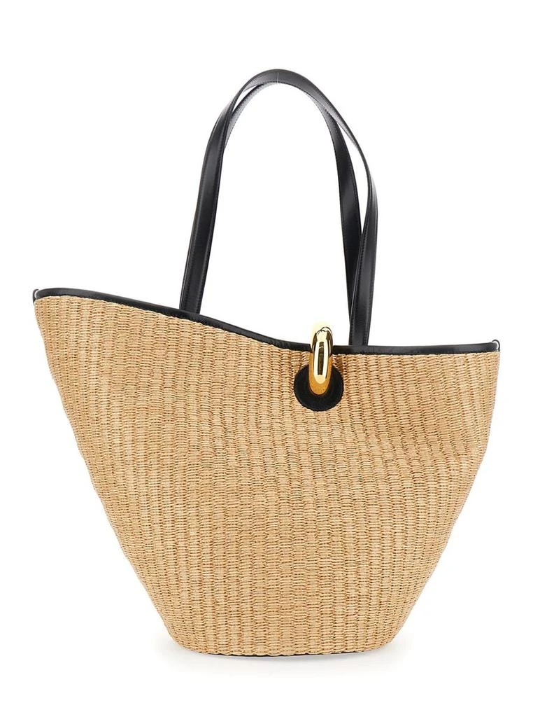 Jacquemus 'Le Bambola' Beige Shopper With Flat Leather Handles And Lettering Logo On The Front In Raffia Woman 2