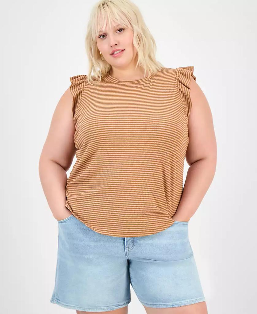Democracy Plus Trendy Ruffle Cap-Sleeve Top