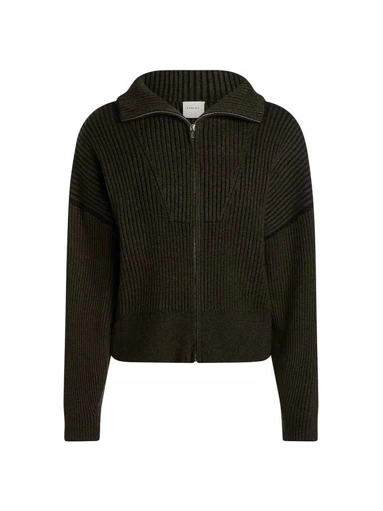 Varley Carmen Zip-Front Rib-Knit Sweater 1