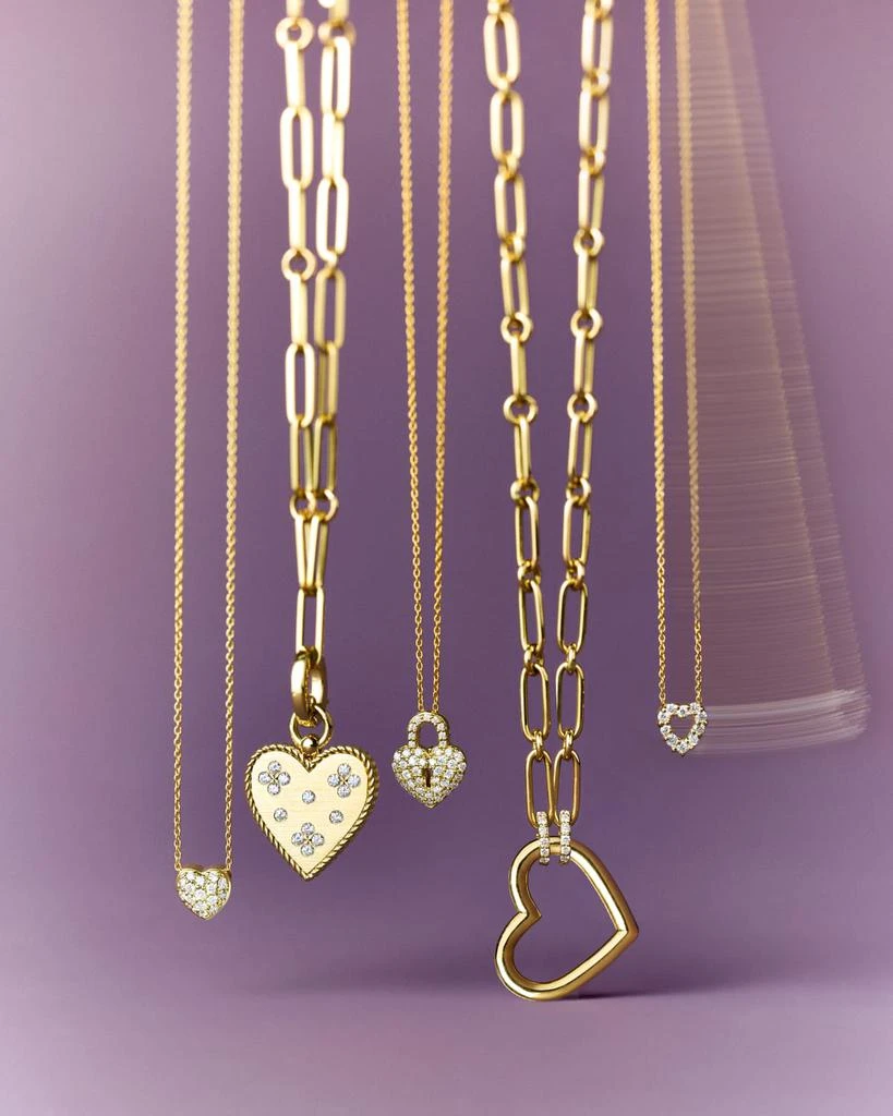 Roberto Coin Yellow Gold Diamond Heart Lock Necklace 5