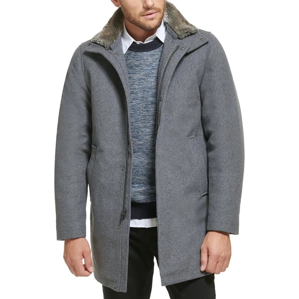 Calvin Klein Mens Heathered Wool Overcoat 1