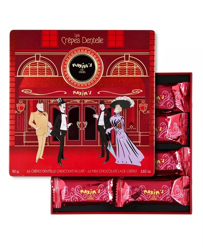 Maxim
s De Paris Tin Box Milk Chocolate Crepe Lace Cookies, 16 Piece
