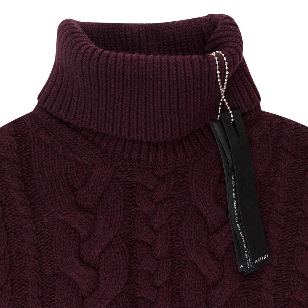 AMIRI CABLE KNIT BURGUNDY TURTLENECK SWEATER 4