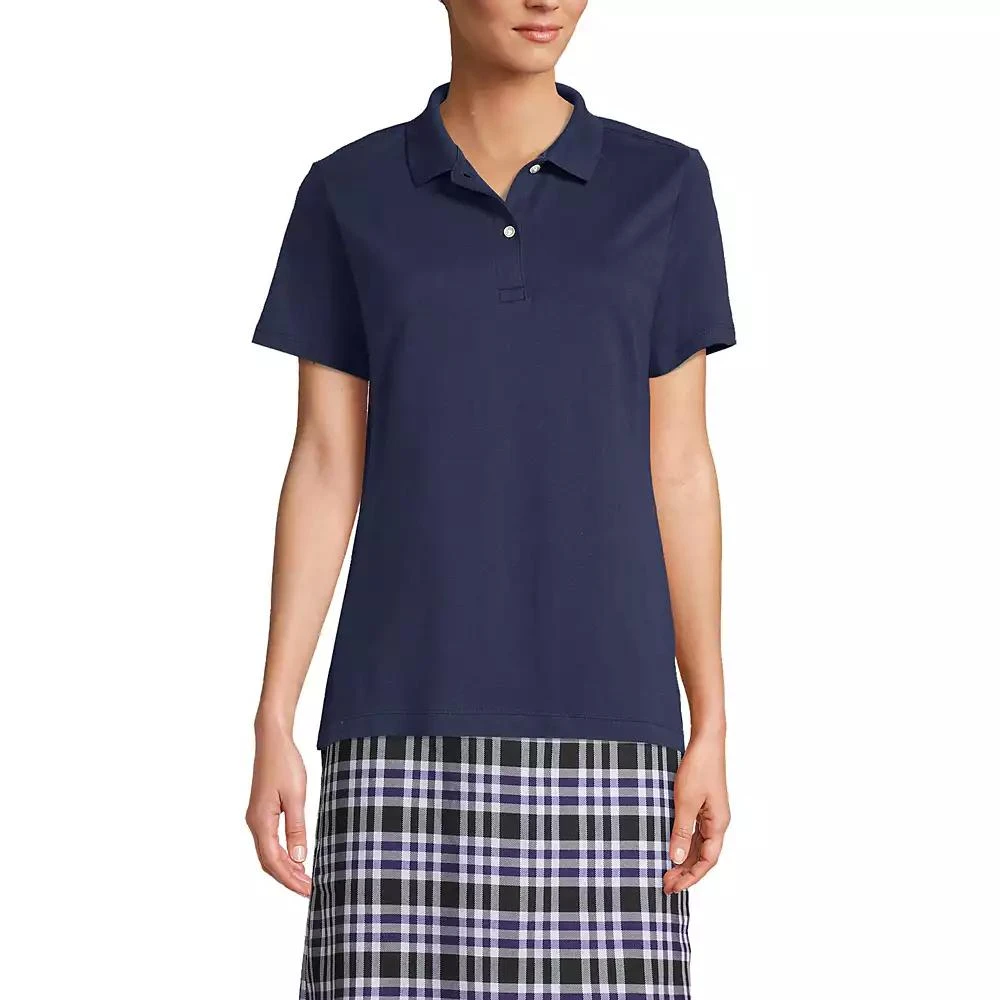 Lands' End Women's School Uniform Short Sleeve Feminine Fit Interlock Polo Shirt 1