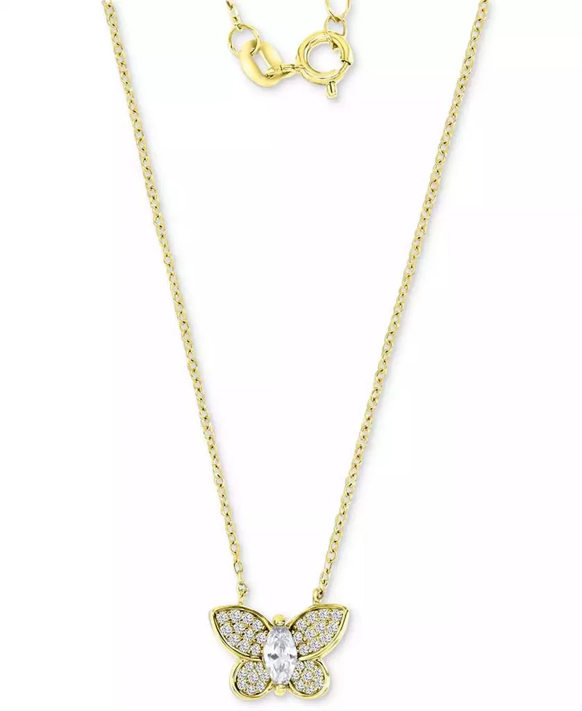 Macy
s Cubic Zirconia Butterfly Pendant Necklace in 14k Gold-Plated Sterling Silver, 16" + 2" extender