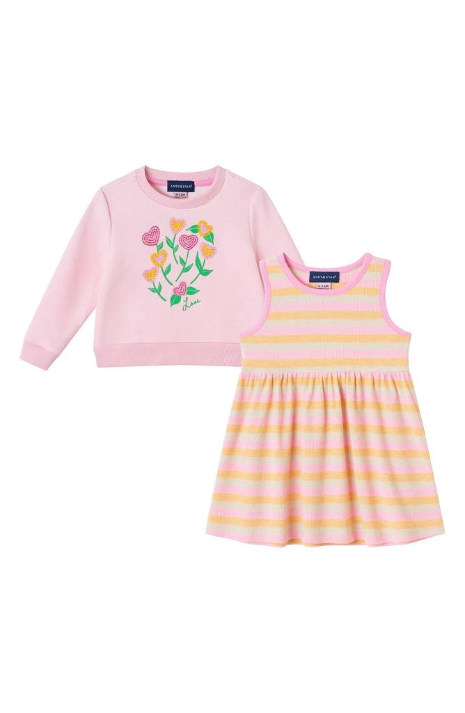 Andy & Evan Flower Twofer Sweatshirt & Dress Set 1
