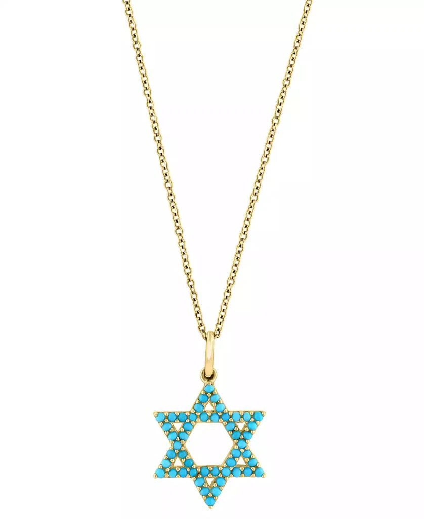 Effy EFFY® Turquoise Star Of David Pendant Necklace in 14k Yellow Gold, 18" + 1" extender 3