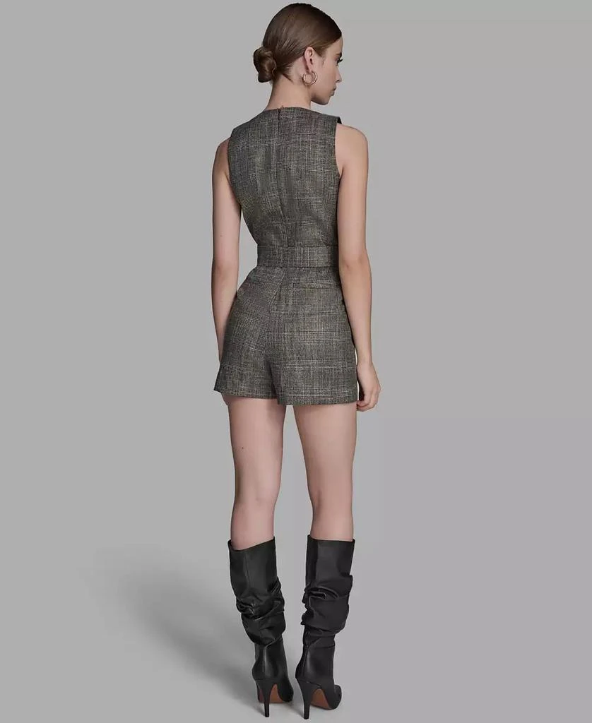BCBG Women's Belted Tweed Romper 5