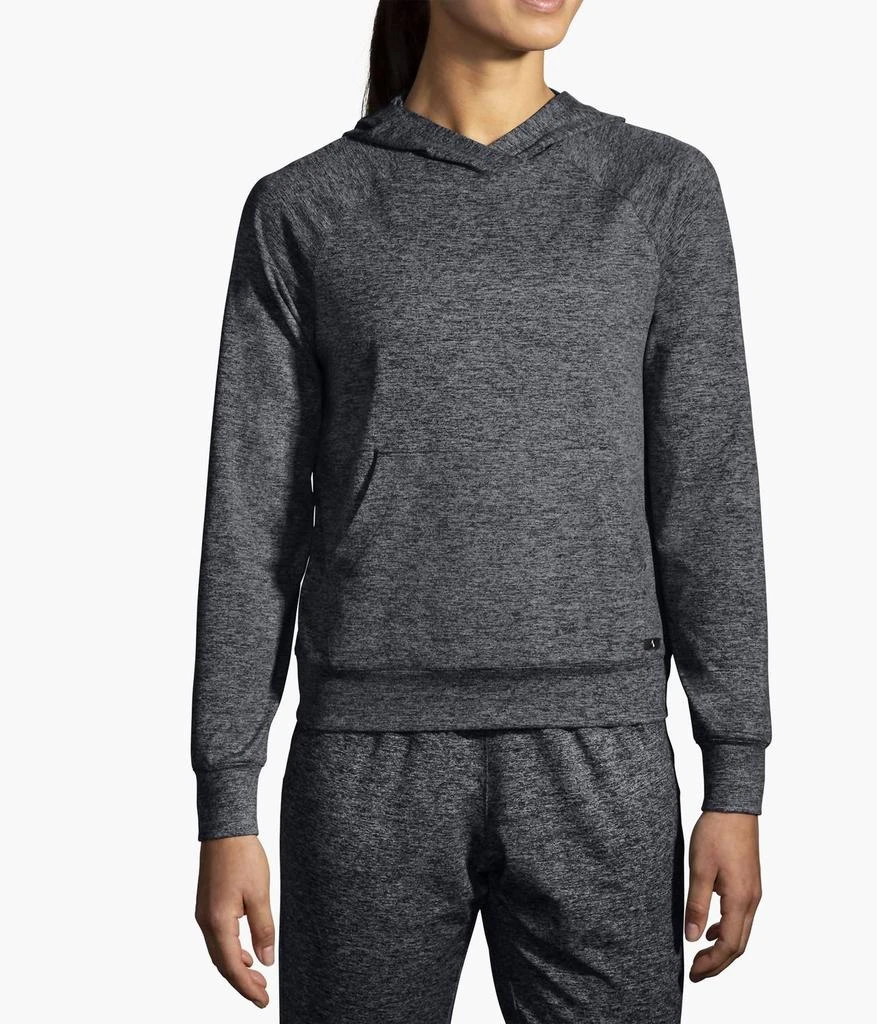 Brooks Luxe Hoodie In Heather Black 1