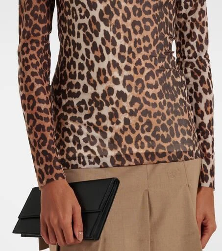 Ganni Leopard-print mesh turtleneck top 5