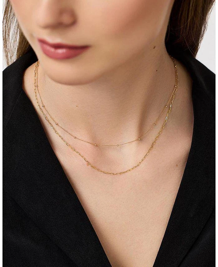 Ana Luisa 10K Gold Paperclip and Satelitte Necklace 3