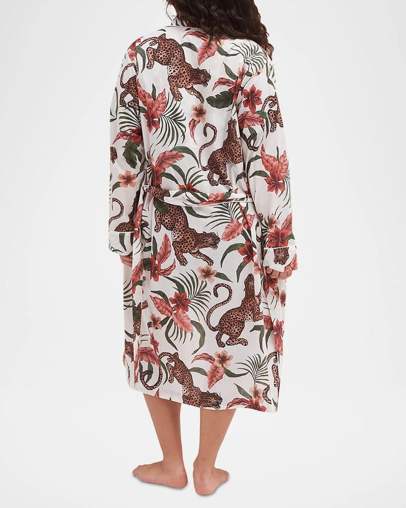 Desmond & Dempsey Animal-Print Piped Organic Cotton Robe 3