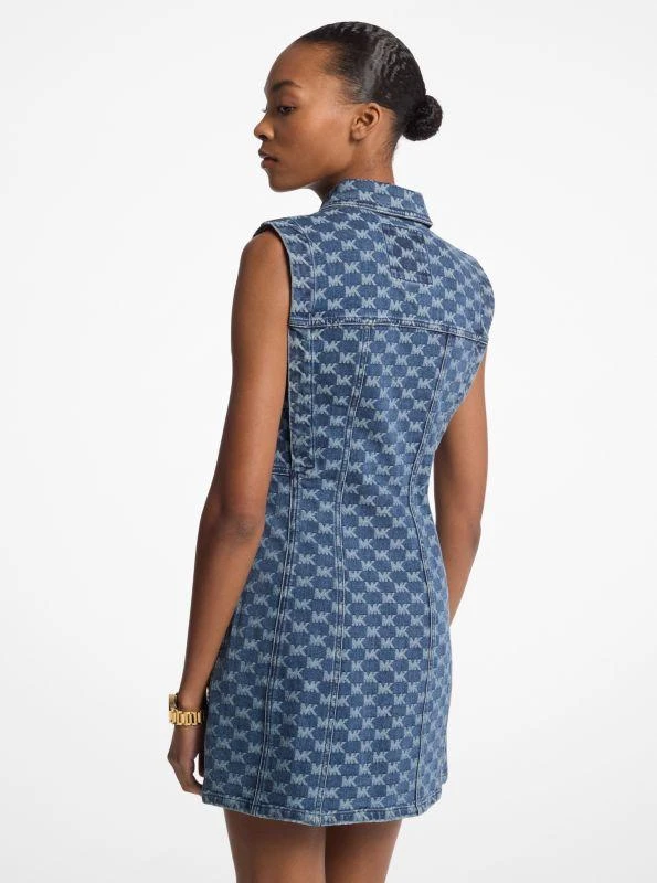 Michael Kors Logo Jacquard Stretch Denim Sleeveless Shirtdress 2