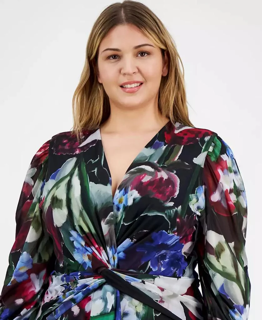 Anne Klein Plus Size Printed Twist-Front Maxi Dress 3