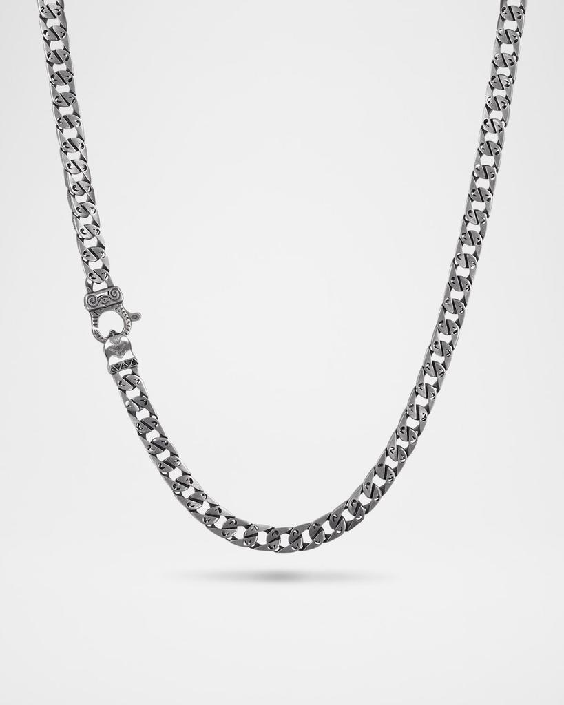 Marco Dal Maso Flaming Tongue Wide-Link Sterling Silver Necklace with Black Diamonds, 22"