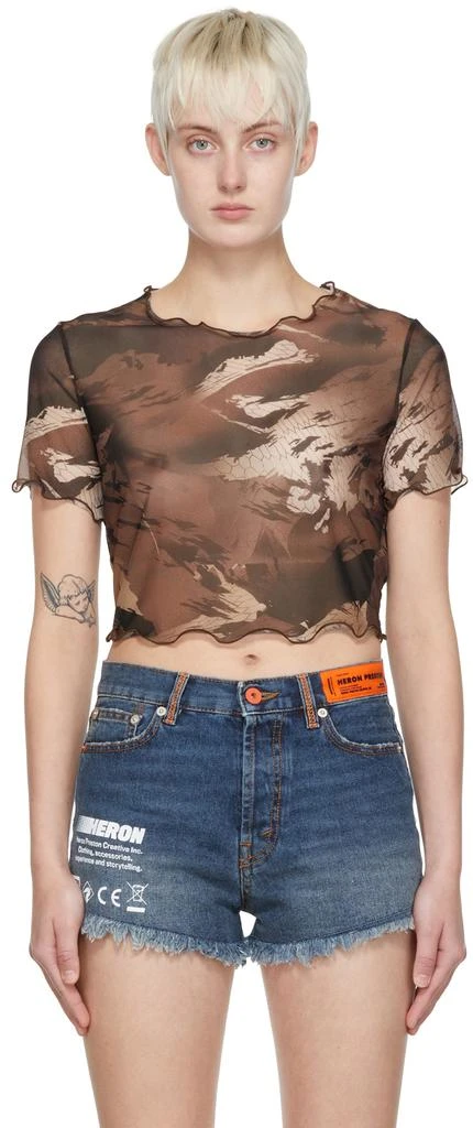 Heron Preston Brown Nylon T-Shirt 1