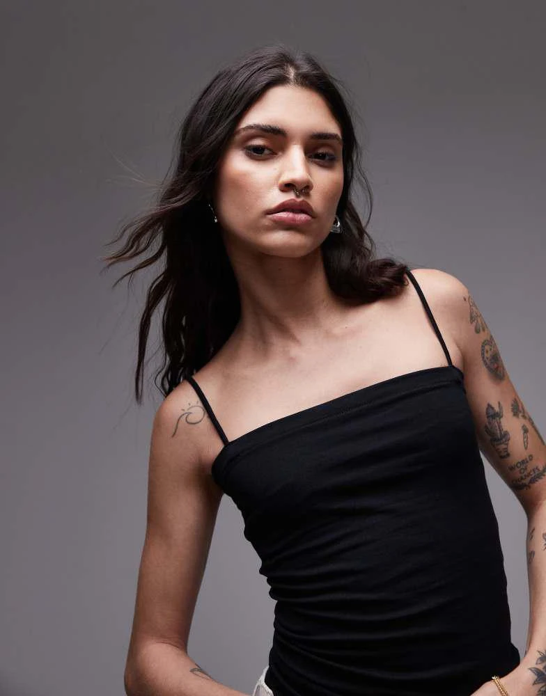 Topshop Topshop spaghetti strap tube top in black 3
