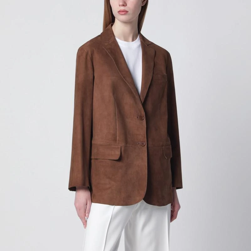 Salvatore Santoro Brown suede single-breasted jacket
