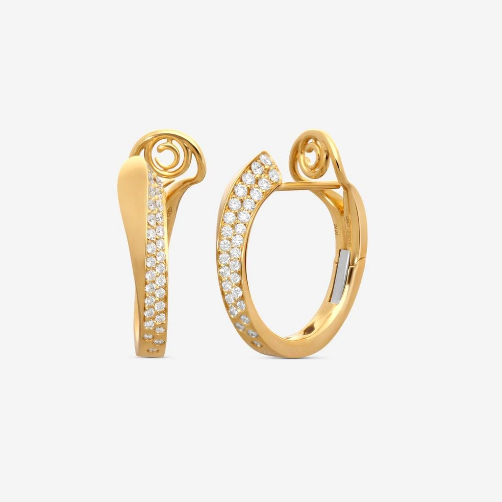 Crivelli Crivelli 18K Yellow Gold Diamond Curved Hoop Earrings E0186E