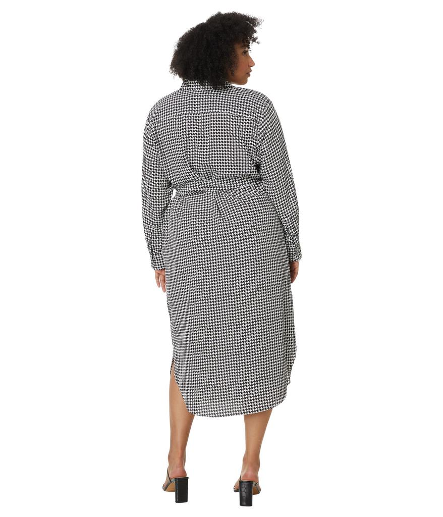 LAUREN Ralph Lauren Plus-Size Houndstooth Belted Crepe Shirtdress