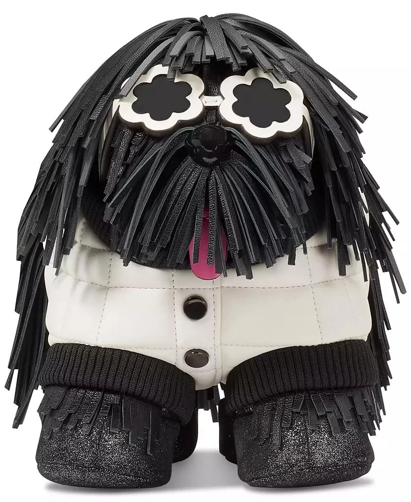 Kate Spade Shaggy Fabric & Fringed Leather Small 3D Dog Crossbody 1
