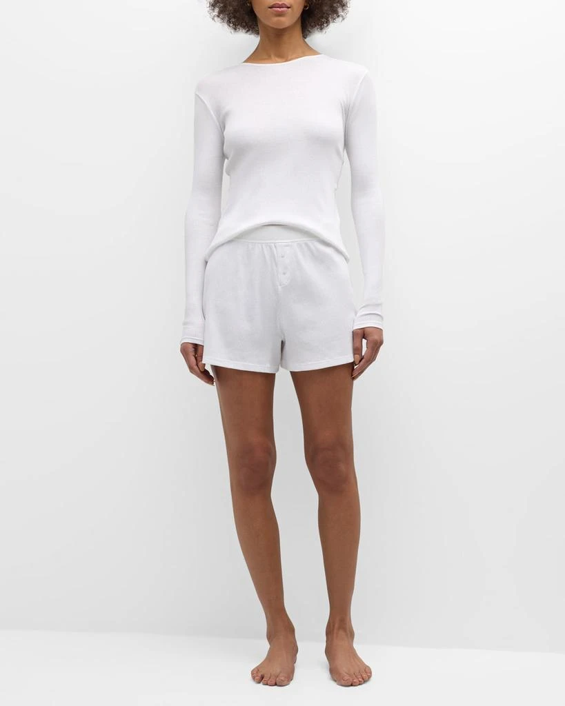 Skin Ribbed Long-Sleeve Pima Cotton Pajama Set 2
