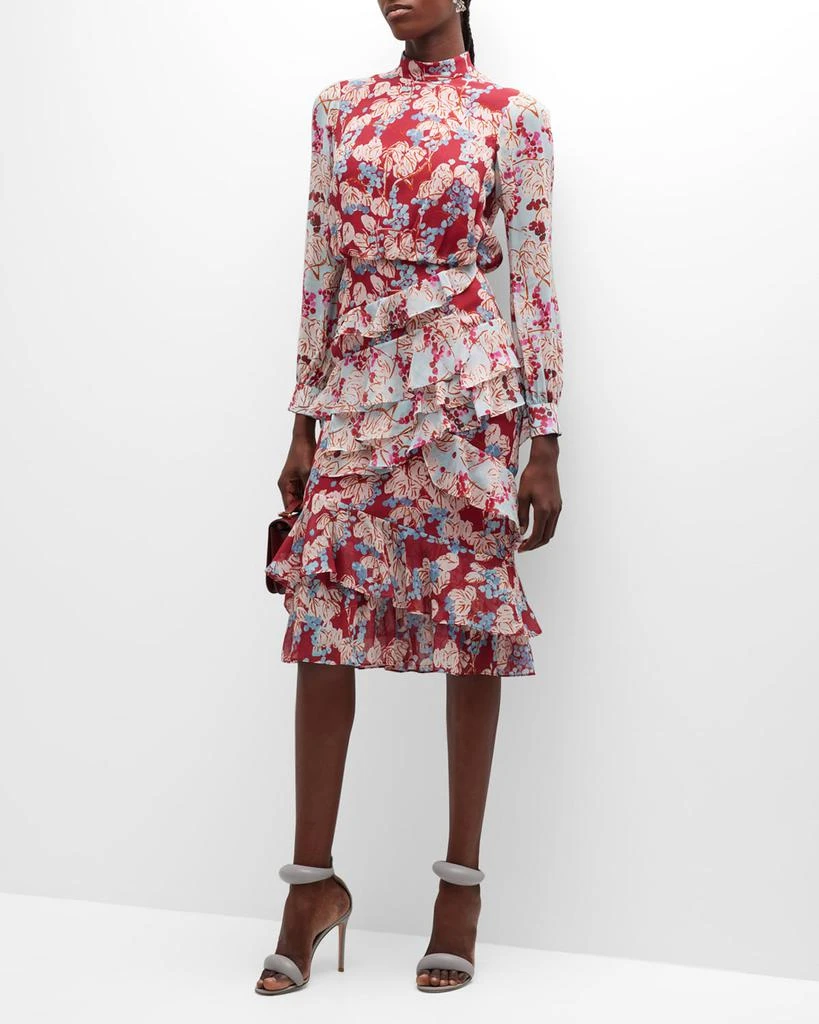 Saloni Isa Mock-Neck Floral-Print Silk Midi Dress 3