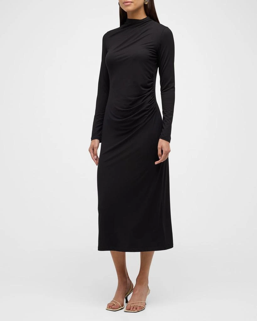 Vince Long-Sleeve Ruched TurtleNeck Midi Dress 3