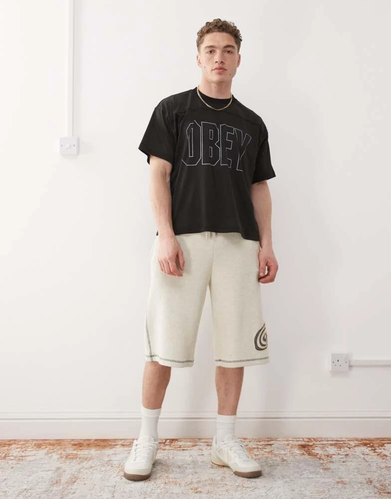 Obey Obey large logo football jersey in black 4