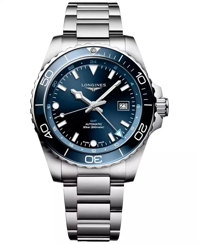 Longines Men's Swiss Automatic Hydroconquest GMT Stainless Steel Bracelet Watch 43mm 1