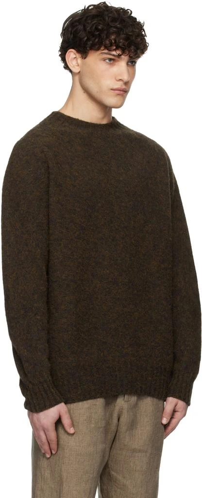 Sunspel Brown Shetland Crew Neck Sweater 2