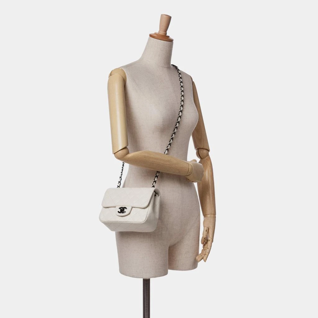 Chanel Chanel Ivory Leather Mini Square Classic Single Flap Bag 9