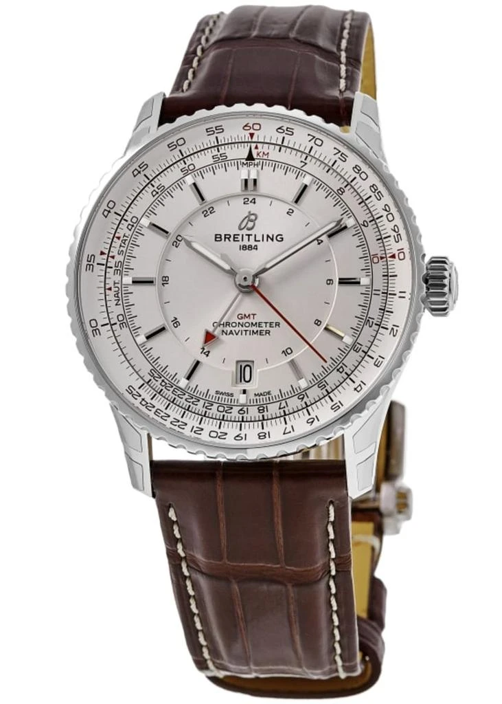 BREITLING Navitimer Automatic 41 GMT Beige Dial Brown Leather Strap Men's Watch A32310211G1P1 1
