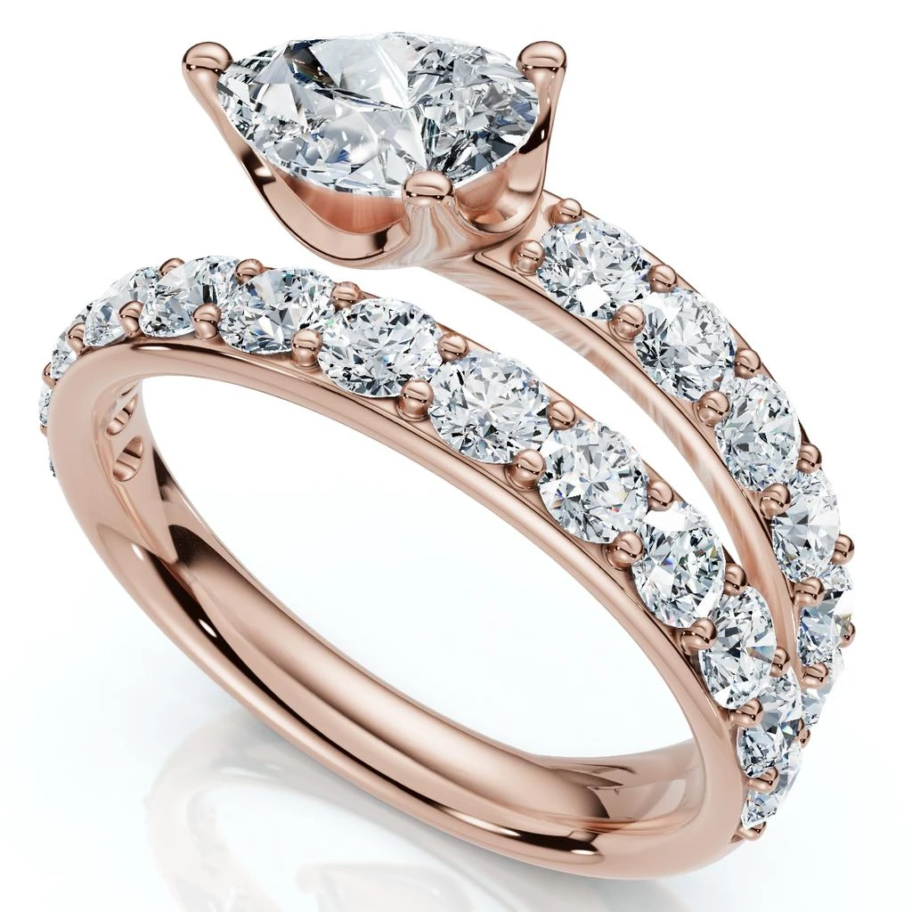 Pompeii3 2 1/10Ct Sonya Pear Diamond Wrap Ring 14k Gold or Platinum EF/VS 1