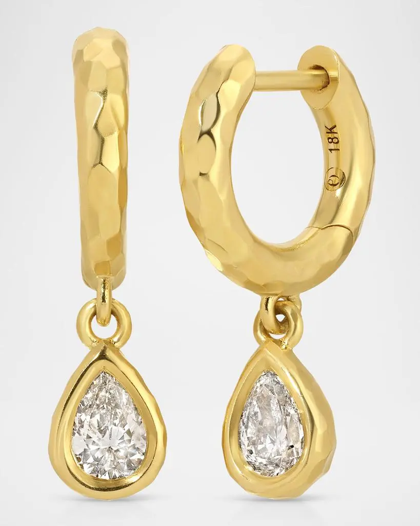 Octavia Elizabeth Hidden Gems Pear Diamond Huggie Earrings