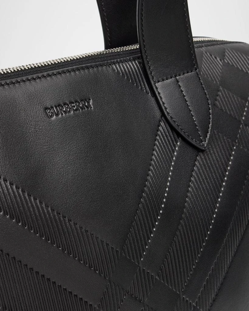 Burberry Men's Check Embossed Leather Briefcase 5