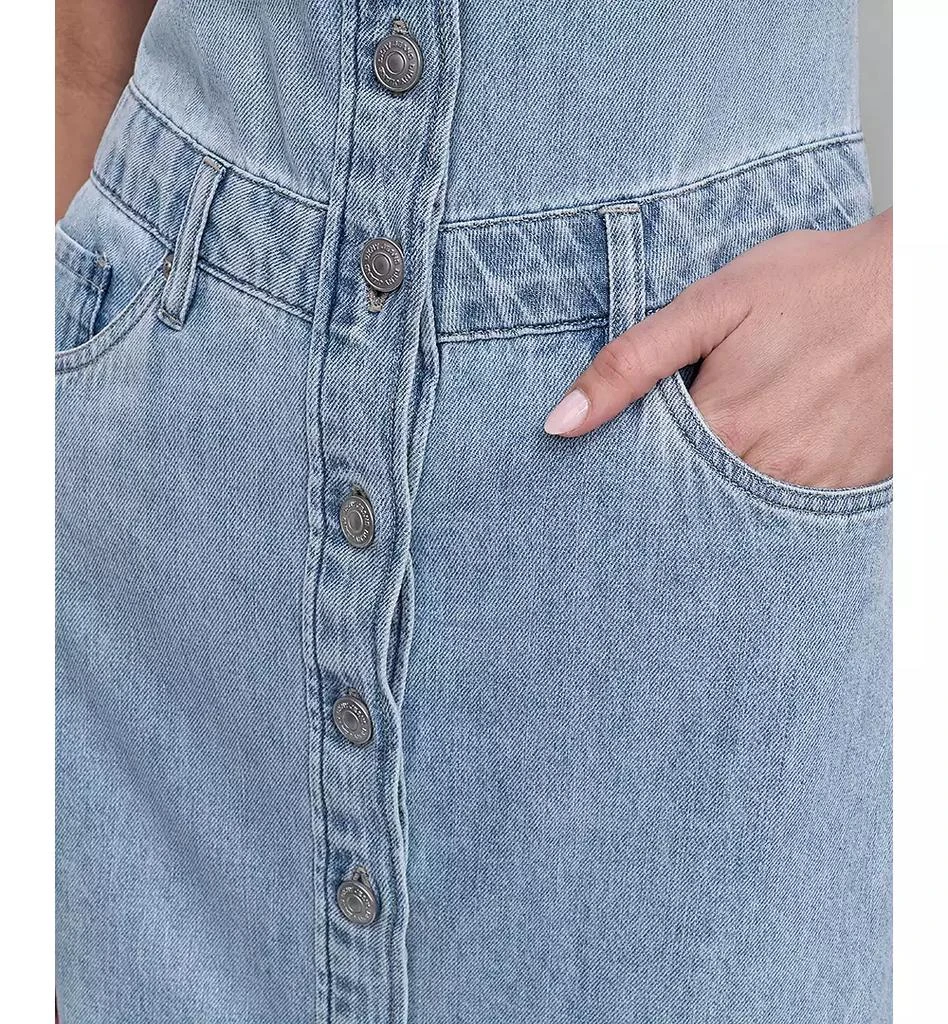DKNY Women's Button-Front Sleeveless Midi Denim Dress 5
