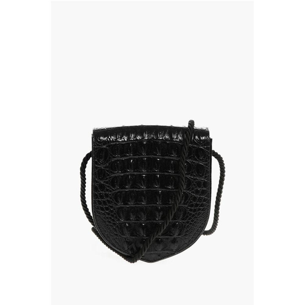 Celine Embossed Leather ECUSSON Crossbody Bag with Crocodile Women's Finish