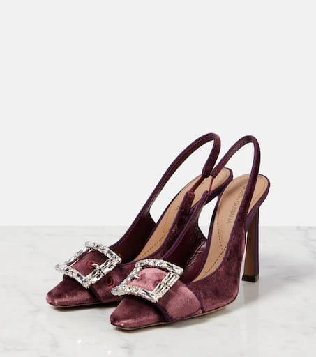 Dolce & Gabbana Embellished velvet slingback pumps 4
