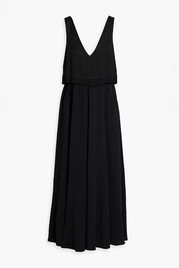 Proenza Schouler Lynda fringed bouclé-paneled crepe maxi dress 1