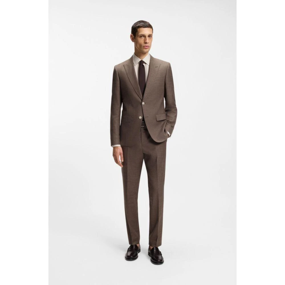 Hugo Boss Slim-fit trousers in virgin wool, silk and linen 2