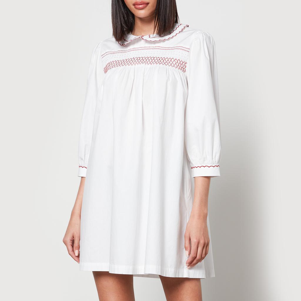 Batsheva Batsheva Pauline Smocked Cotton-Poplin Mini Dress