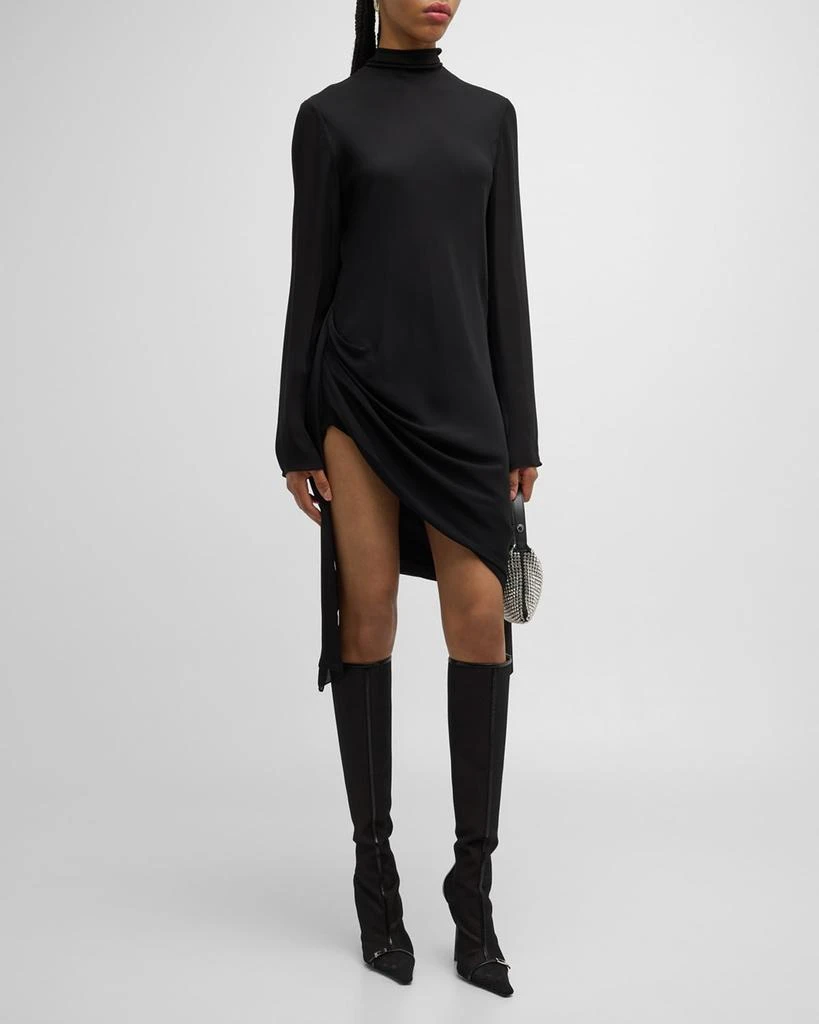 Brandon Maxwell Raina Scarf-Neck Draped Silk Mini Dress 3